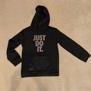 Nike Kids Black Hoodie with White Print